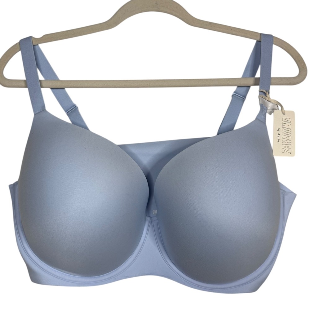 NWT Aerie SMOOTHEZ Plunge Bra 40DD Light Blue Full Coverage Adjustable
